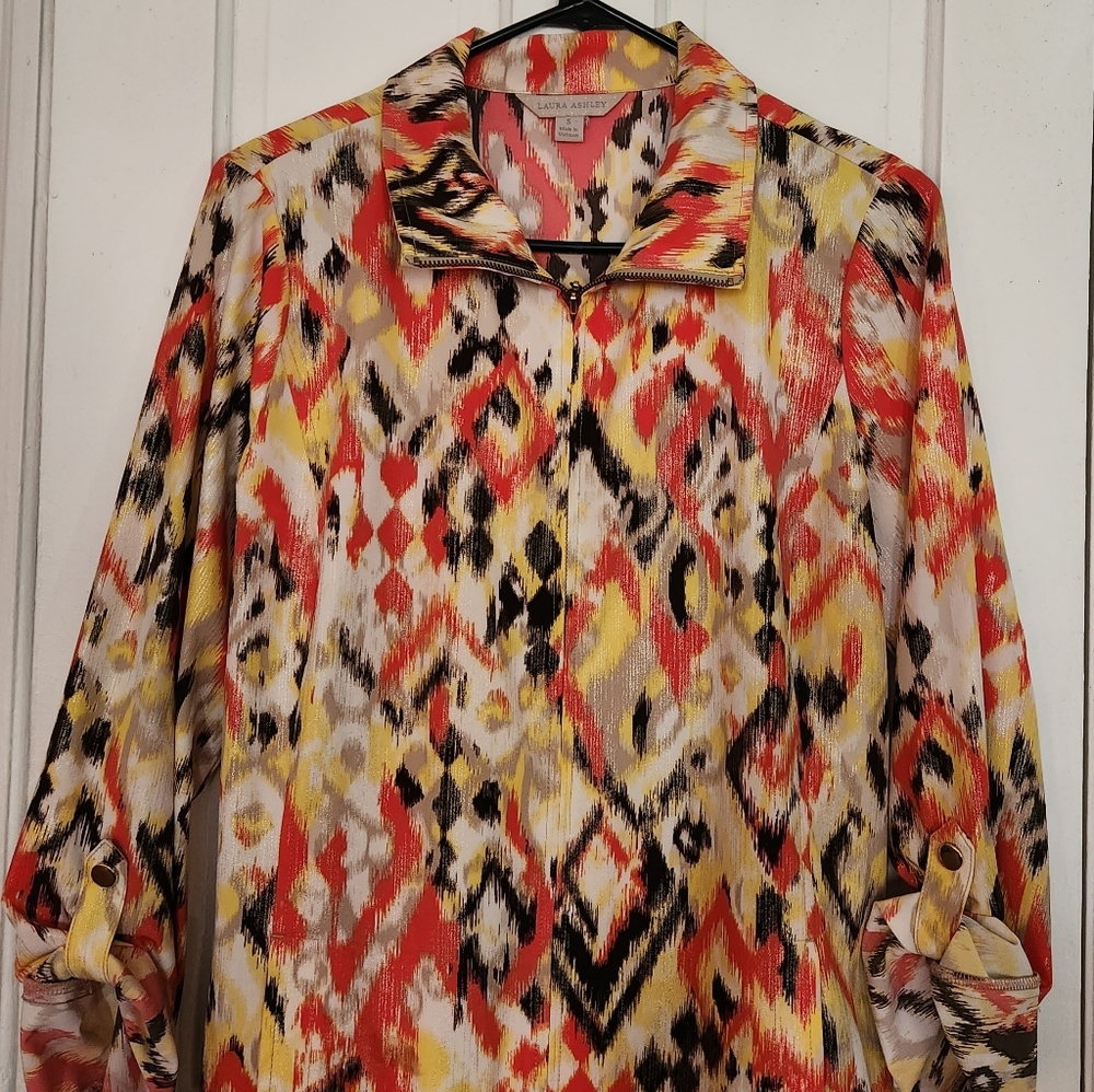 Laura Ashley Shimmery Zipper Top Blouse